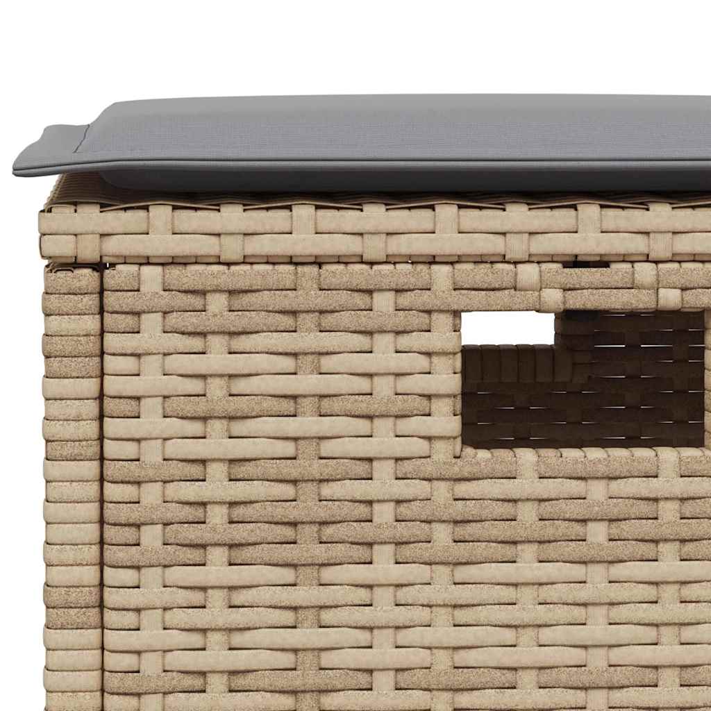 spisebordssæt til haven 5 dele med hynder polyrattan beige