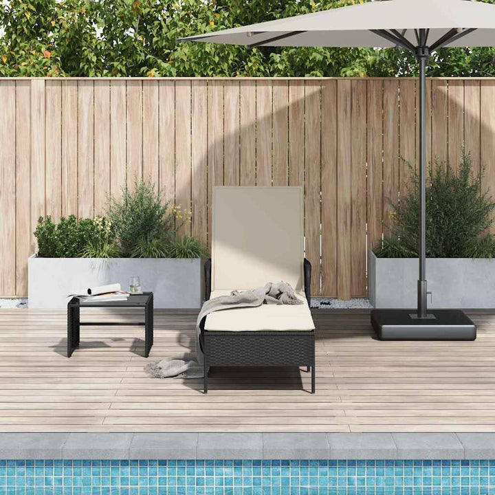 Solstol Sort og Cremehvid 55 x 200 x 92 cm polyrattan