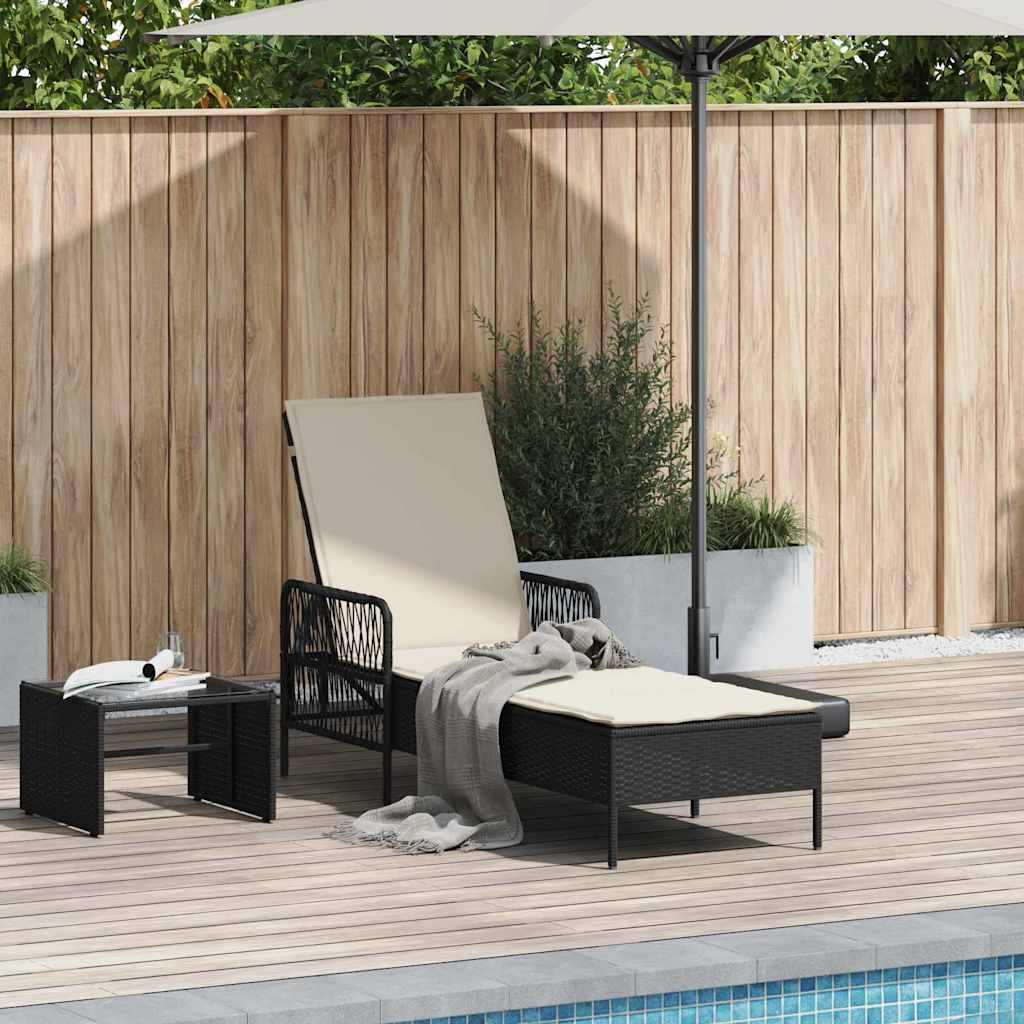 Solstol Sort og Cremehvid 55 x 200 x 92 cm polyrattan