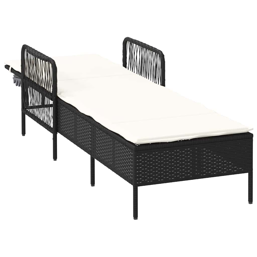 Solstol Sort og Cremehvid 55 x 200 x 92 cm polyrattan