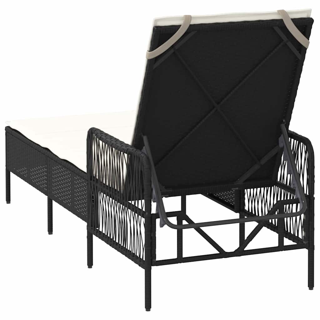 Solstol Sort og Cremehvid 55 x 200 x 92 cm polyrattan