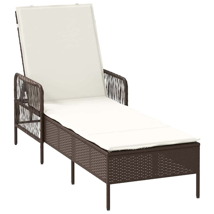 Solstol Brun og Creme Hvid 55 x 200 x 92 cm polyrattan