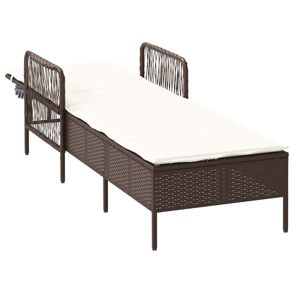 Solstol Brun og Creme Hvid 55 x 200 x 92 cm polyrattan
