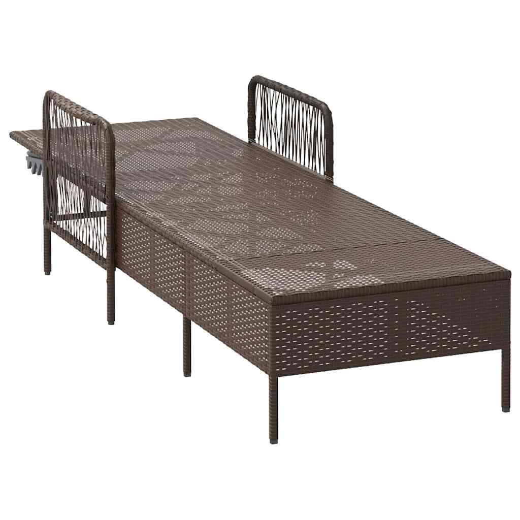 Solstol Brun og Creme Hvid 55 x 200 x 92 cm polyrattan