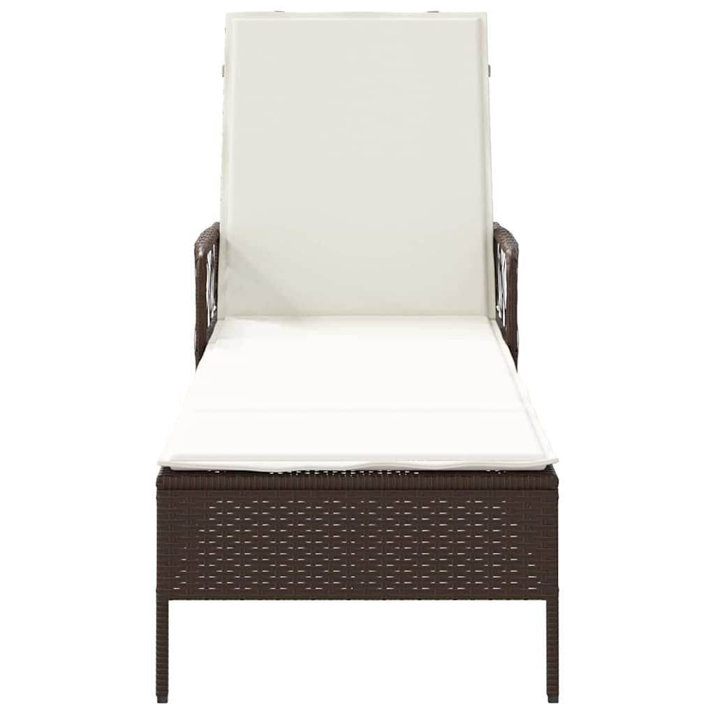 Solstol Brun og Creme Hvid 55 x 200 x 92 cm polyrattan