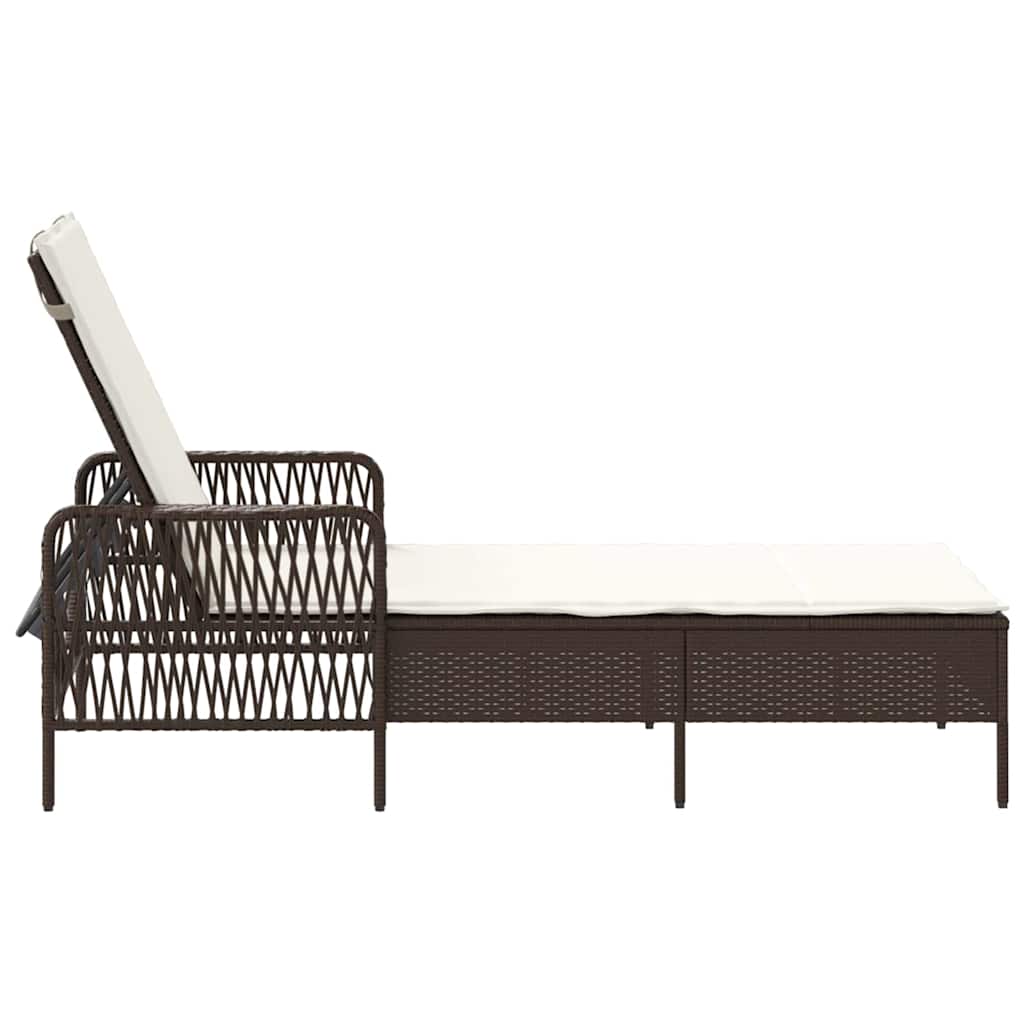 Solstol Brun og Creme Hvid 55 x 200 x 92 cm polyrattan