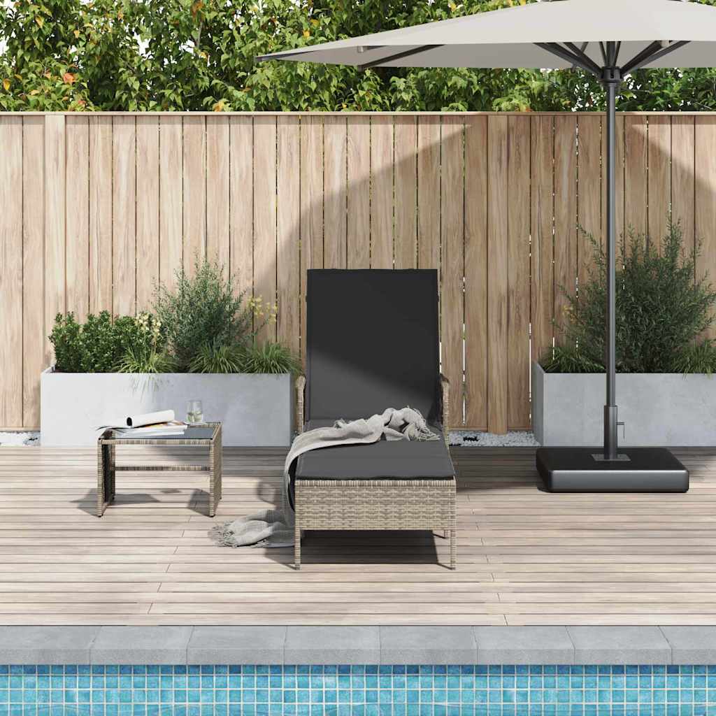 Solstol Grå og Mørkegrå 200 x 55 x 92 cm polyrattan
