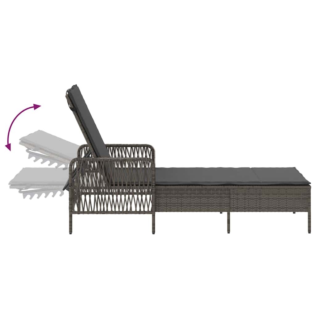Solstol Grå og Mørkegrå 200 x 55 x 92 cm polyrattan