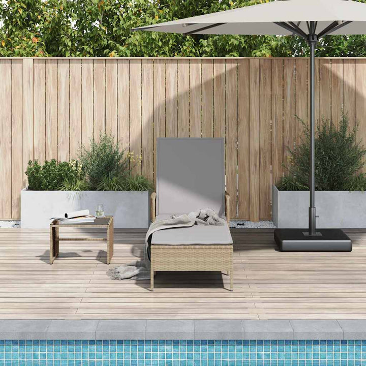 Solstol Beige og lys grå 200 x 55 x 92 cm polyrattan