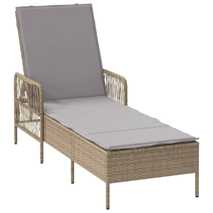 Solstol Beige og lys grå 200 x 55 x 92 cm polyrattan