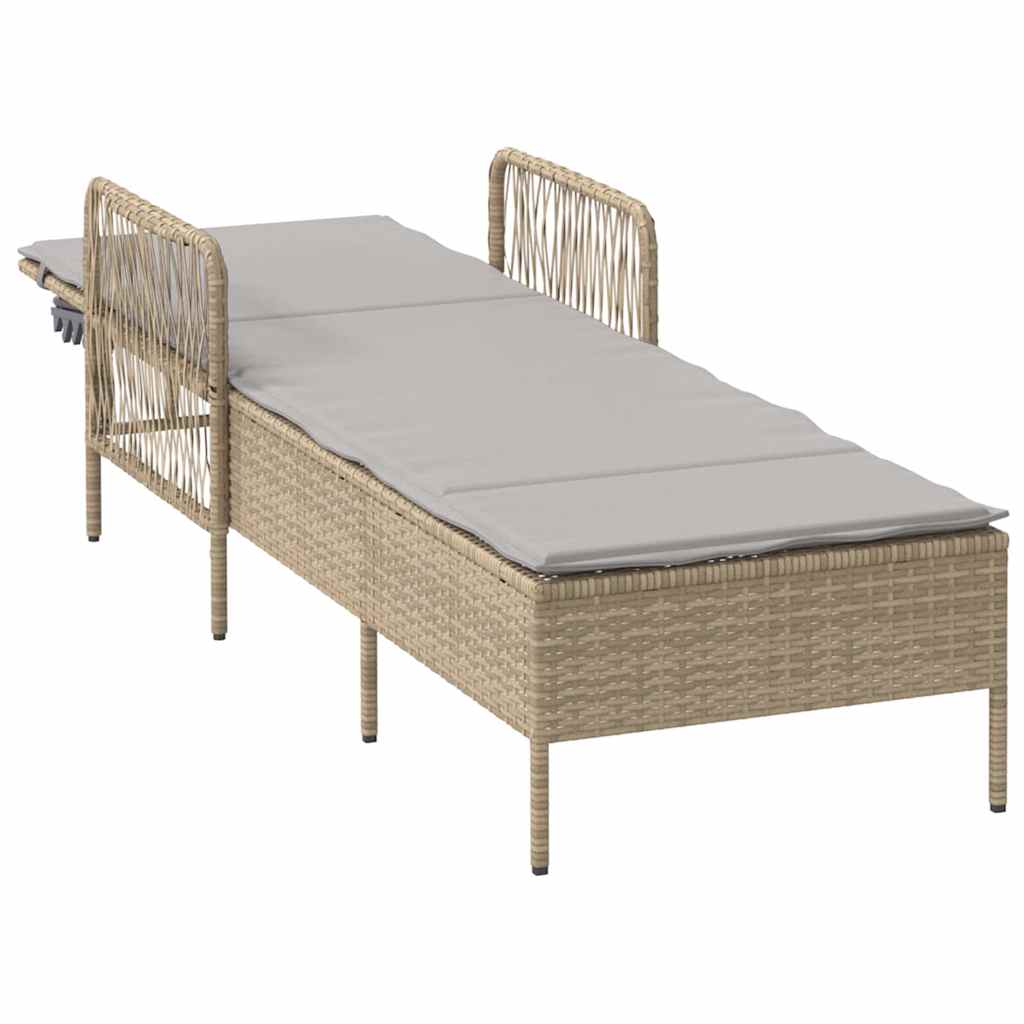 Solstol Beige og lys grå 200 x 55 x 92 cm polyrattan