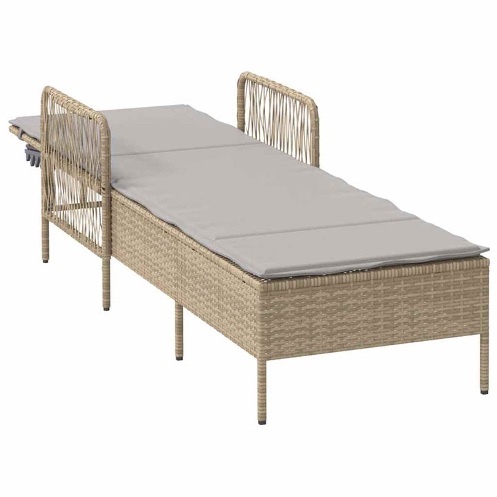 Solstol Beige og lys grå 200 x 55 x 92 cm polyrattan