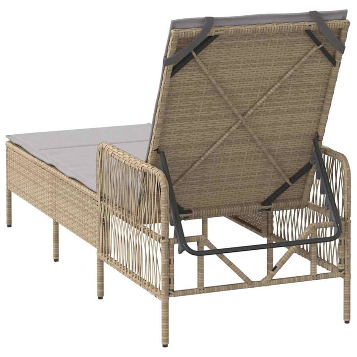 Solstol Beige og lys grå 200 x 55 x 92 cm polyrattan