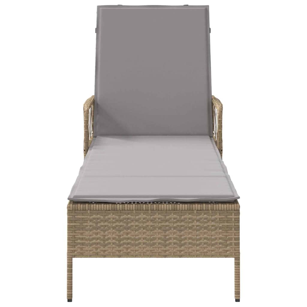Solstol Beige og lys grå 200 x 55 x 92 cm polyrattan