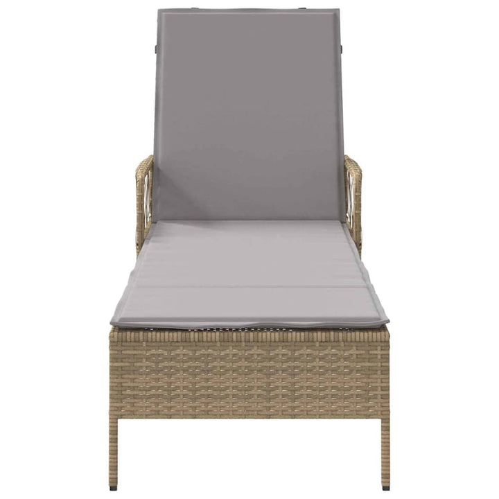 Solstol Beige og lys grå 200 x 55 x 92 cm polyrattan