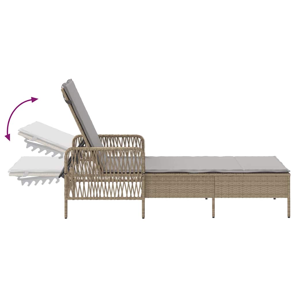 Solstol Beige og lys grå 200 x 55 x 92 cm polyrattan