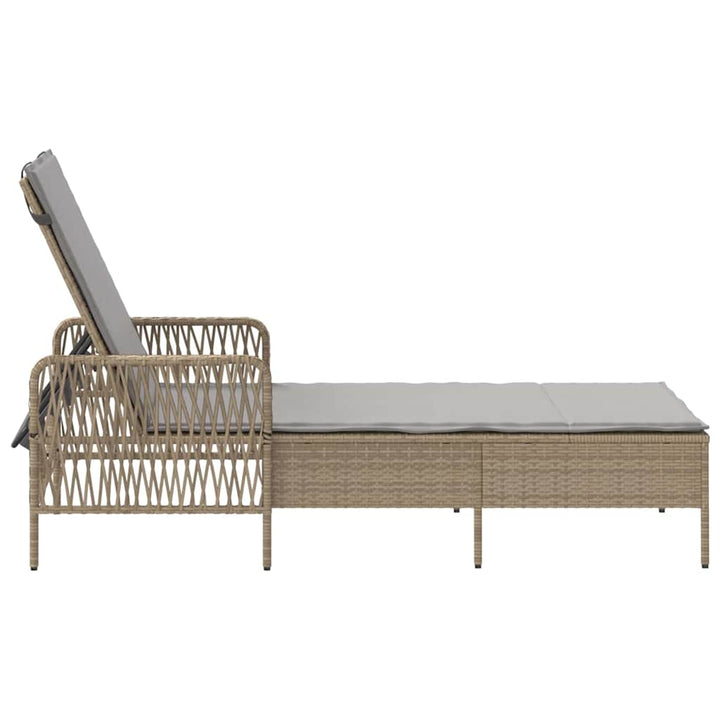 Solstol Beige og lys grå 200 x 55 x 92 cm polyrattan
