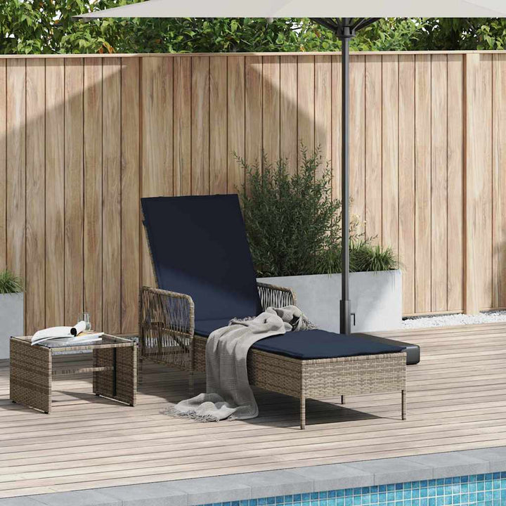 Solstol Grå og Marineblå 200 x 55 x 92 cm polyrattan