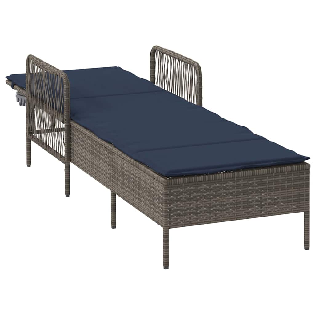 Solstol Grå og Marineblå 200 x 55 x 92 cm polyrattan