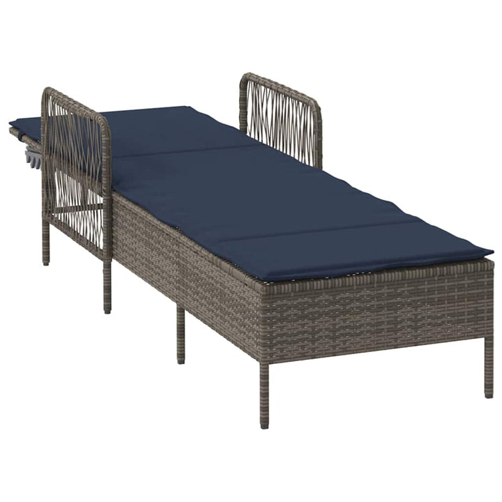 Solstol Grå og Marineblå 200 x 55 x 92 cm polyrattan