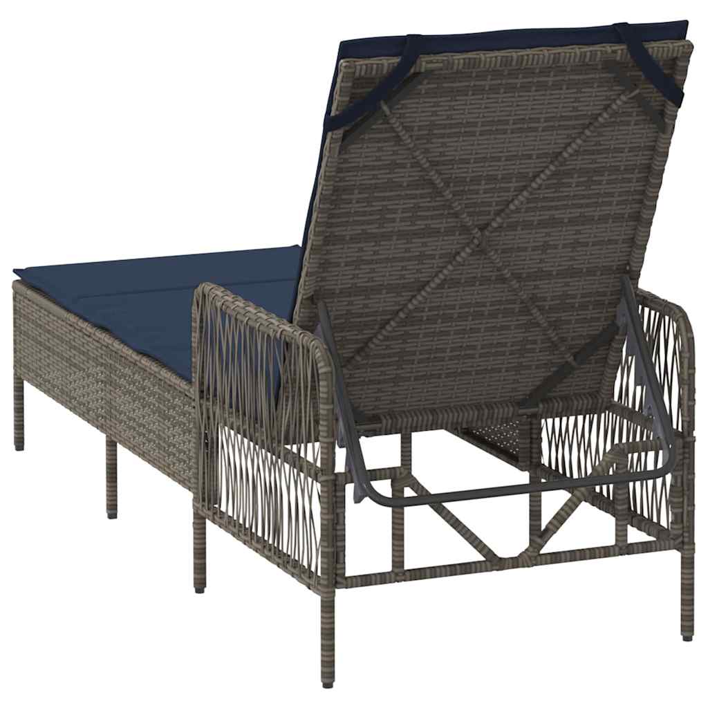 Solstol Grå og Marineblå 200 x 55 x 92 cm polyrattan
