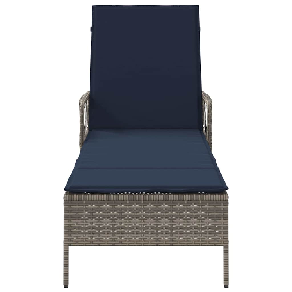 Solstol Grå og Marineblå 200 x 55 x 92 cm polyrattan
