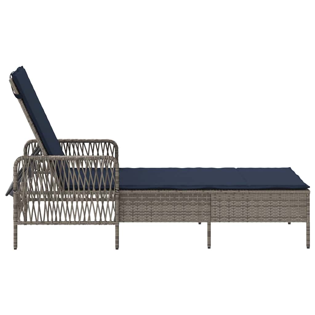 Solstol Grå og Marineblå 200 x 55 x 92 cm polyrattan