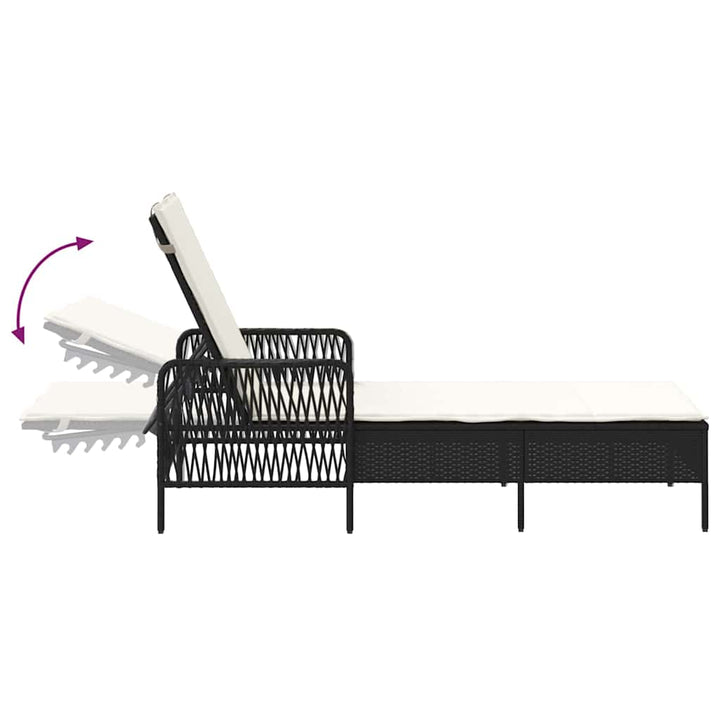 Solstol 3 pcs Sort og Cremehvid 55 x 200 x 92 cm polyrattan