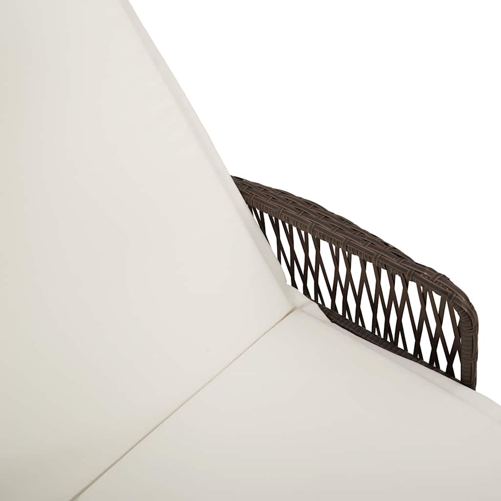 Solstol 3 pcs Brun og Creme Hvid 200 x 55 x 92 cm polyrattan