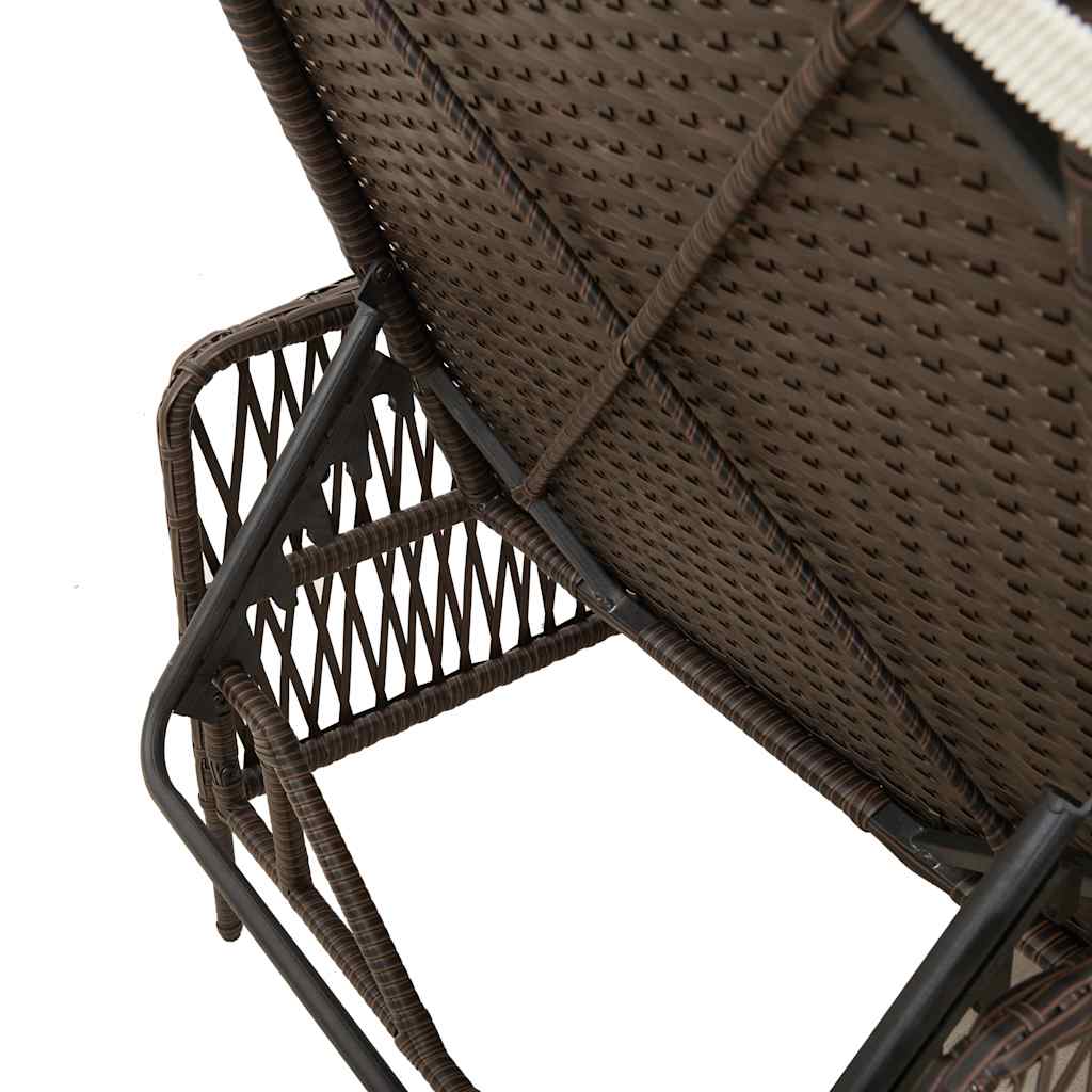 Solstol 3 pcs Brun og Creme Hvid 200 x 55 x 92 cm polyrattan
