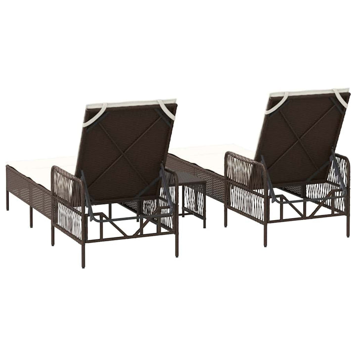 Solstol 3 pcs Brun og Creme Hvid 200 x 55 x 92 cm polyrattan
