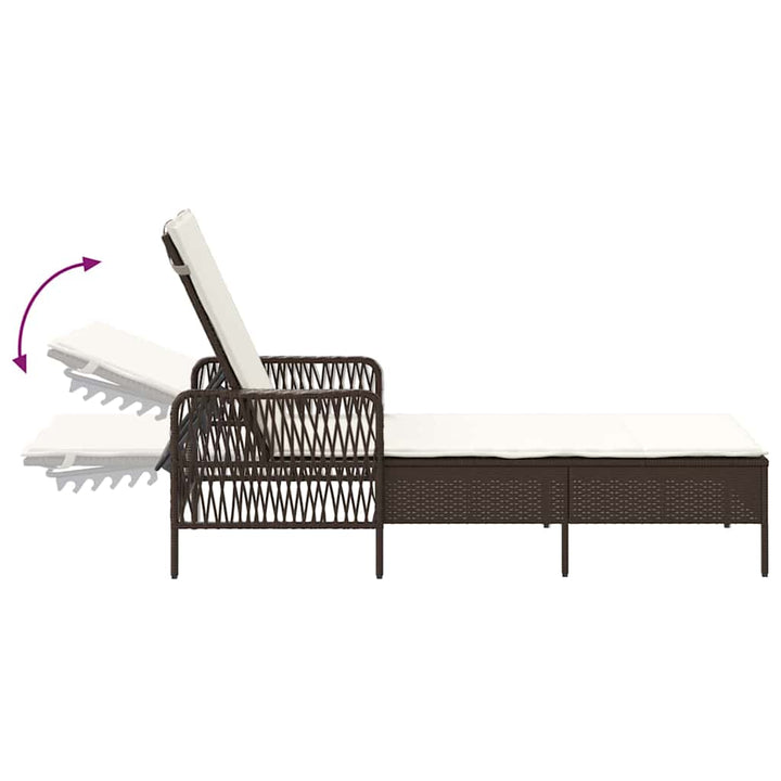 Solstol 3 pcs Brun og Creme Hvid 200 x 55 x 92 cm polyrattan