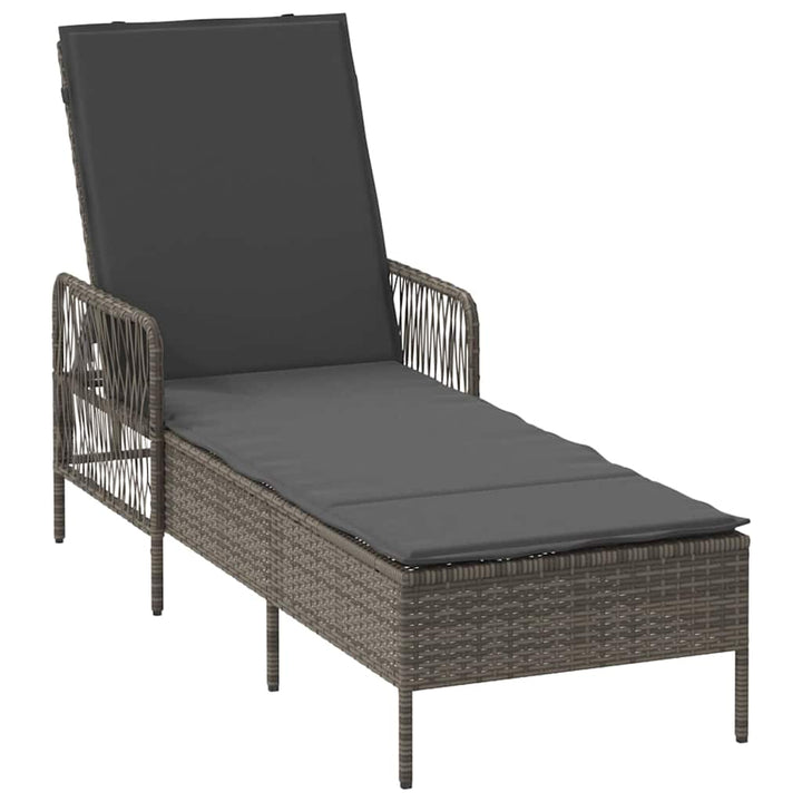 Solstol 3 pcs Grå og Mørkegrå 55 x 200 x 92 cm polyrattan