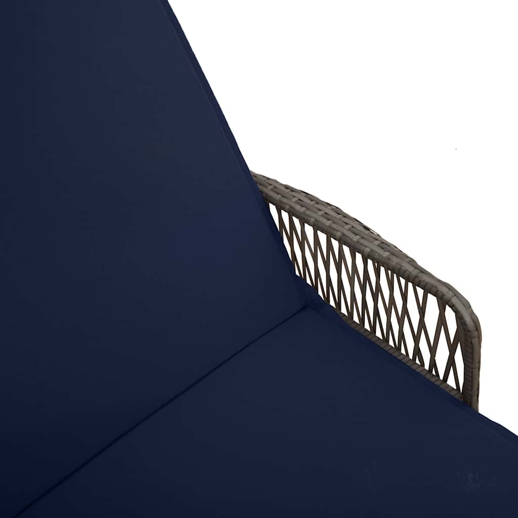 Solstol 3 pcs Grå og Marineblå 200 x 55 x 92 cm polyrattan