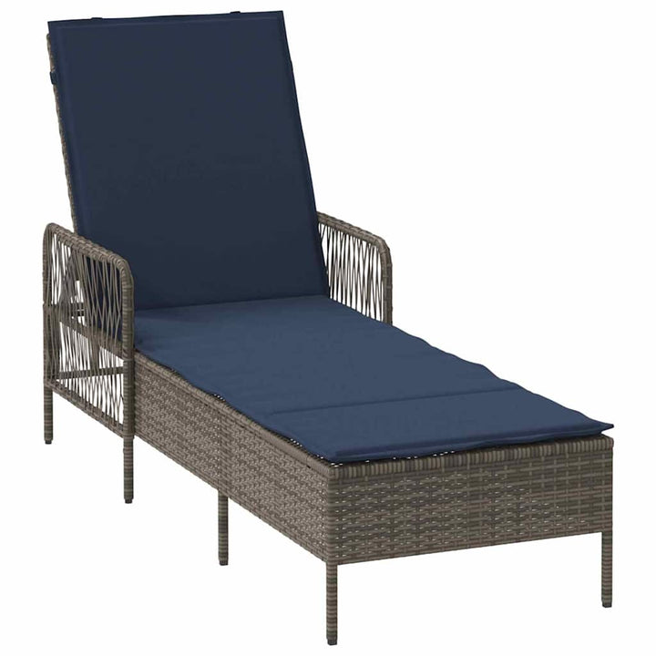 Solstol 3 pcs Grå og Marineblå 200 x 55 x 92 cm polyrattan