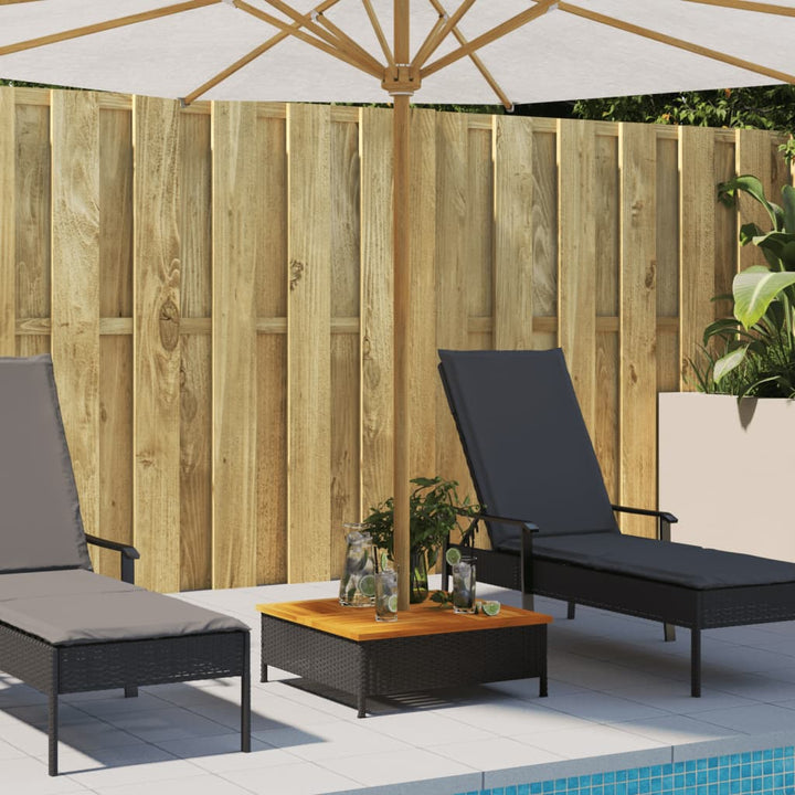 skjuler til parasolfod 70x70x25 cm polyrattan og akacietræ sort