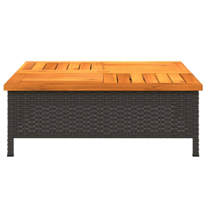skjuler til parasolfod 70x70x25 cm polyrattan og akacietræ sort