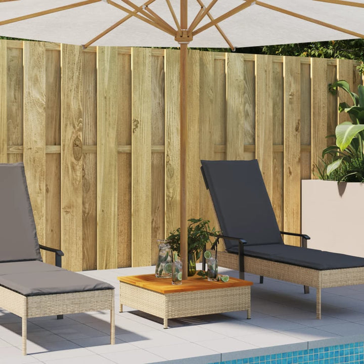 skjuler til parasolfod 70x70x25 cm polyrattan + akacietræ beige