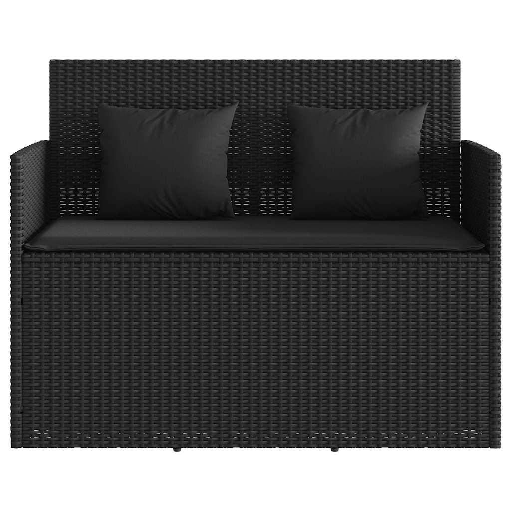 havebænk med hynder polyrattan sort
