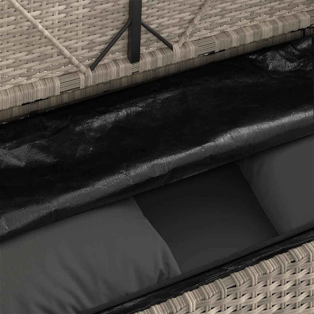 havebænk med hynder polyrattan lysegrå