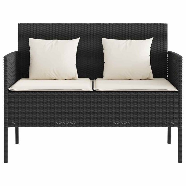 havebænk med hynder polyrattan sort