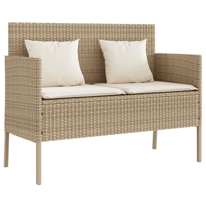 havebænk med hynder polyrattan beige