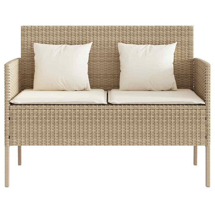 havebænk med hynder polyrattan beige