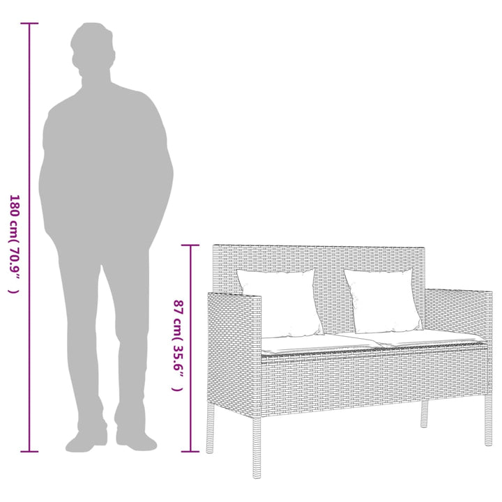 havebænk med hynder polyrattan beige