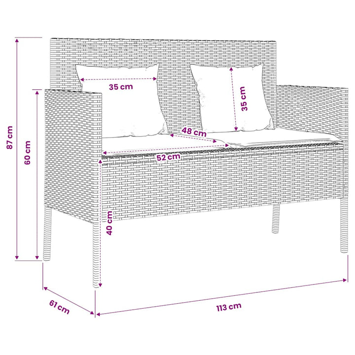 havebænk med hynder polyrattan beige
