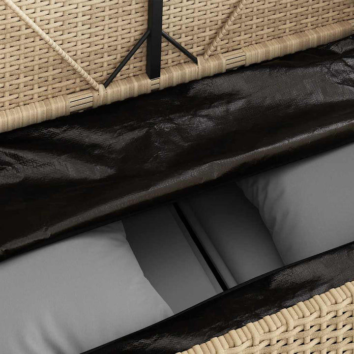 havebænk med hynder polyrattan beige