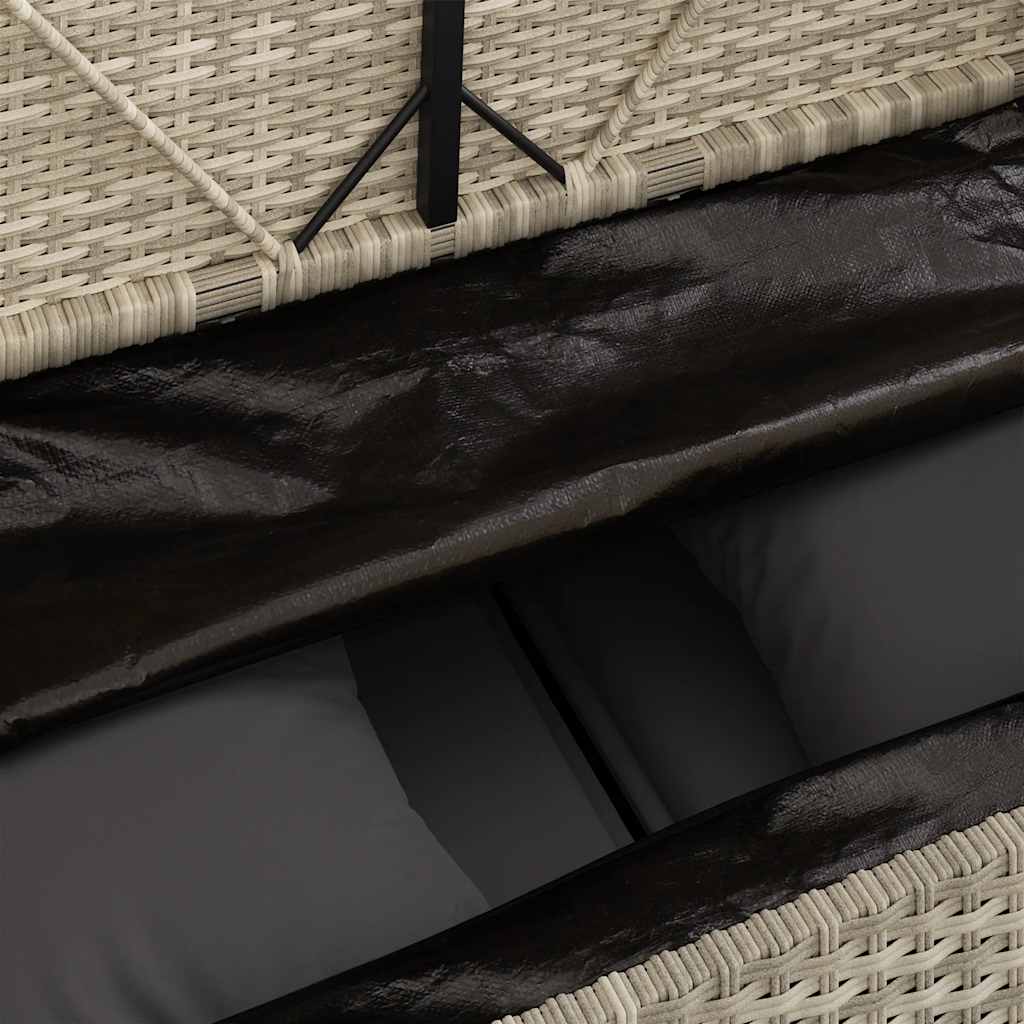havebænk med hynder polyrattan lysegrå