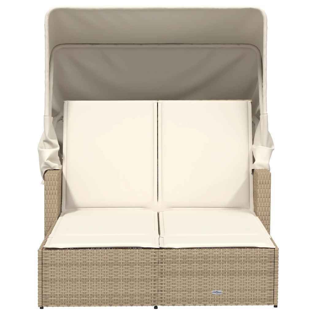 solseng med baldakin og hynder polyrattan beige
