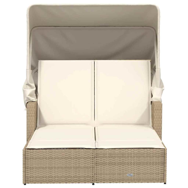 solseng med baldakin og hynder polyrattan beige