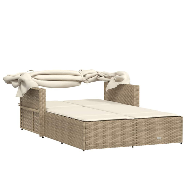 solseng med baldakin og hynder polyrattan beige